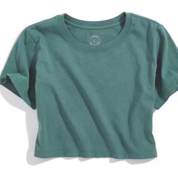 Urban Outfitters Army Green Round Neckline Crop Short Sleeves Casual Top Y2K S - Picture 3 of 11